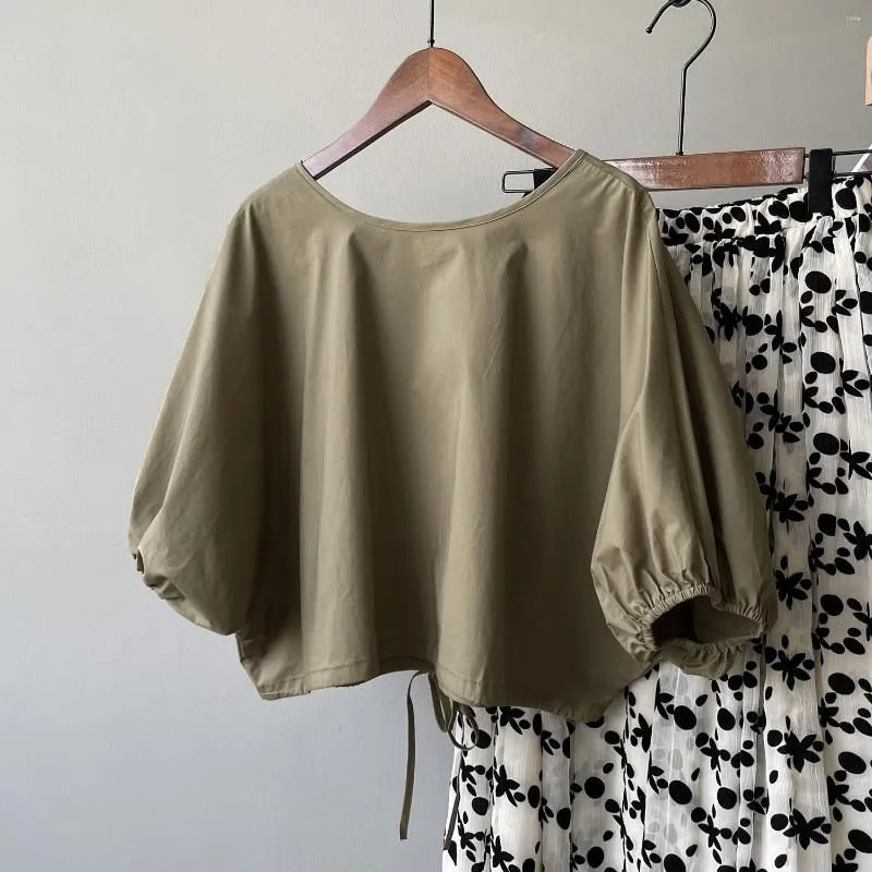 Women`s Blouses 2023 Summer Loose Style Half Sleeve Lace-Up Design Boho Womens Tops And Fashion Shirt Blusas Roupa Feminina