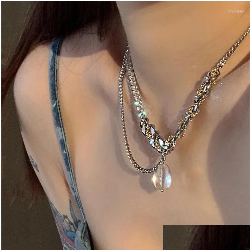 Chains 2024 Goth Punk Transparent Water Drop Pendant Necklace For Women Korean Fashion Mti-Layer Choker Jewelry Delivery Otnoz