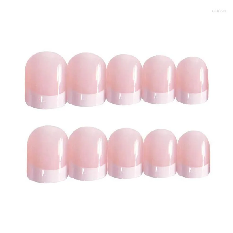 False Nails 24Pcs/Set Short French Fashion Nude Pink Ol Style Removable Artificial Nail Accessory Art Fl Er Tips Fake Drop Delivery Ot0Mg