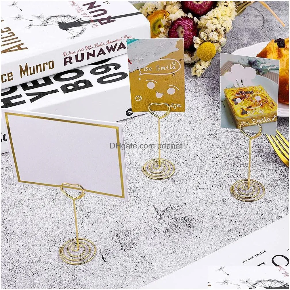 Party Decoration Golden Heart Shape Po Holder Stands Table Number Holders Place Card Paper Menu Clips For Wedding Decor Or Drop Deliv Dhxjn