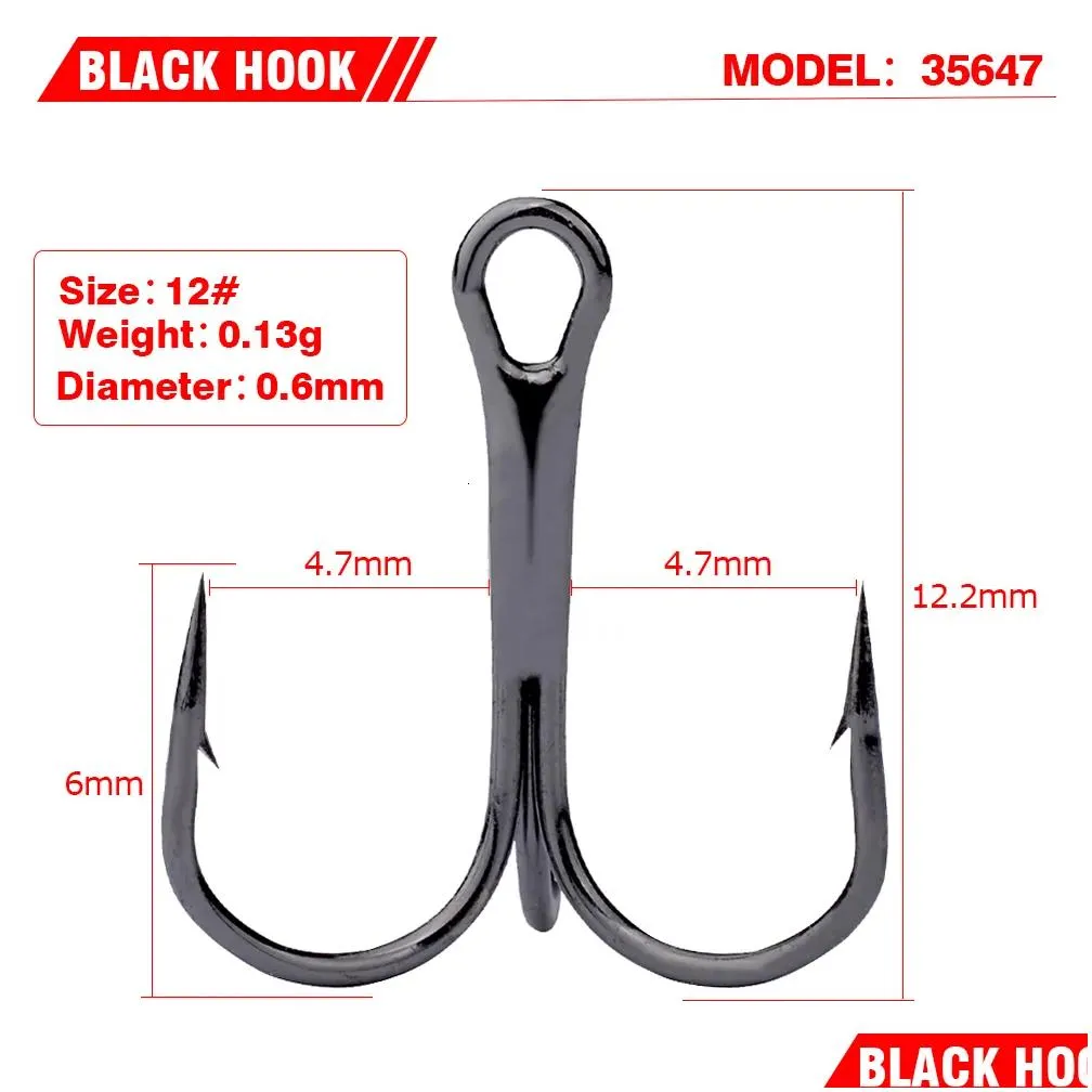 Fishing Hooks High Carbon Steel Treble 1000Pcs Saltwater Sharp Fishhook Barbed Bright Tin Sea Hook Double Strengthened Wholesale Drop Dhss5