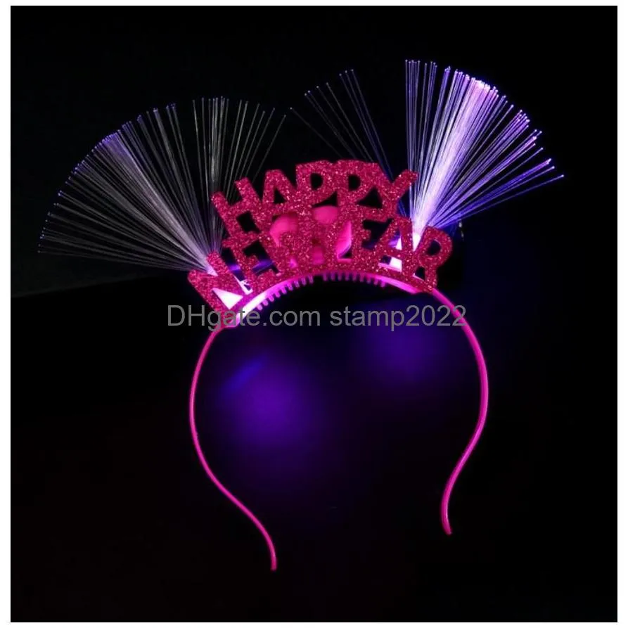 led year headband light up fiber optic hair hoop glowing party sparky glitter headdress tiaras holiday year decorations