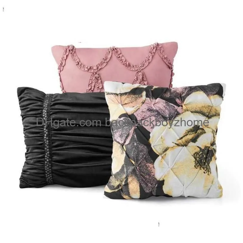 Bedding Sets Mainstays Black Floral 10 Piece Bed In A Bag Comforter Set With Sheets Q230920 Drop Delivery Dhj8N