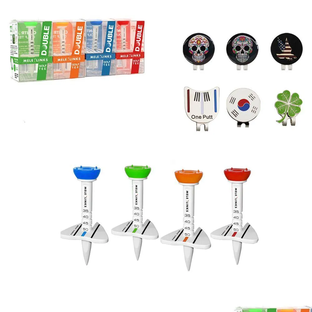 Golf Tees 4Pcs Plastic Double Tee 4 Color Step Down Ball Holder Outdoor Accecories With Package For Golfer Gift Drop Delivery Dhwtl