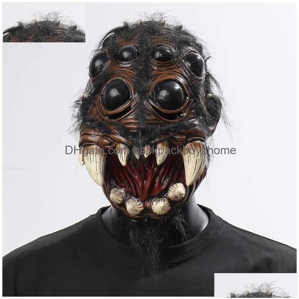 Other Event & Party Supplies Horror Py Spider Mask Cosplay Scary Animal Spiders Big Eyes Tooth Open Mouth Latex Helmet Halloween Costu Dhyj4