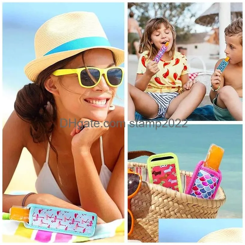 neoprene insulator sleeves zer popsicle holder sleeves colorful ice sleeves holder bag reusable washable ice popsicle holders for