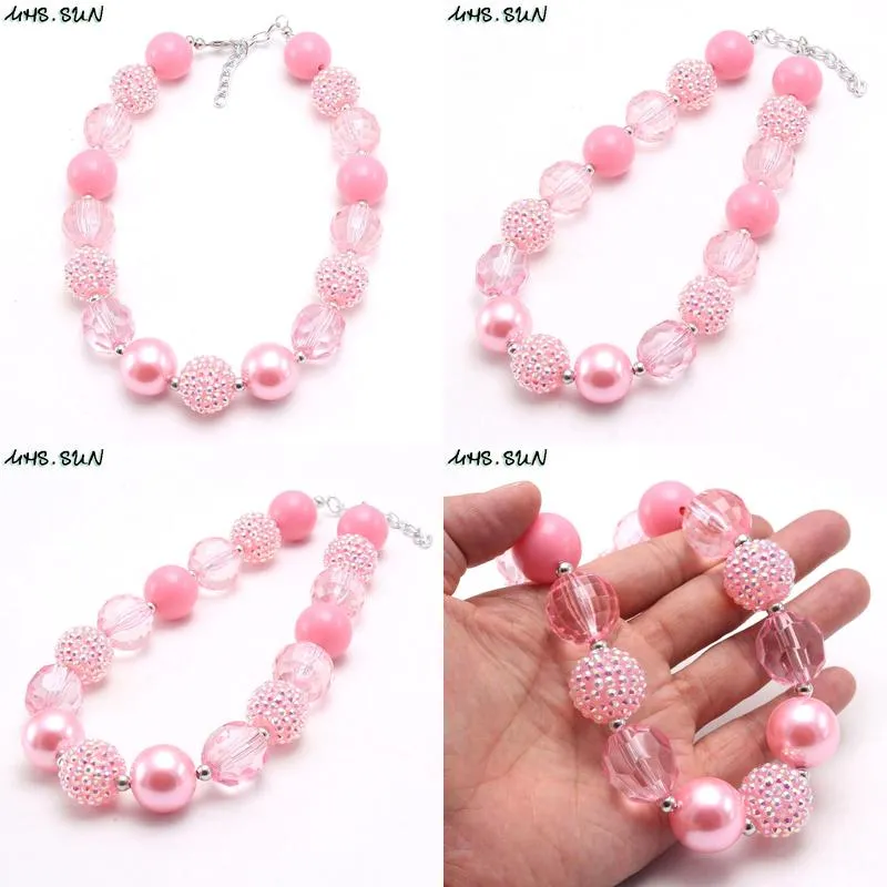 Beaded Necklaces Mticolor Design Kid Chunky Necklace 20Mm Bead Pendant Bubblegum Children Jewelry For Toddler Girls Drop Delivery Ottzx