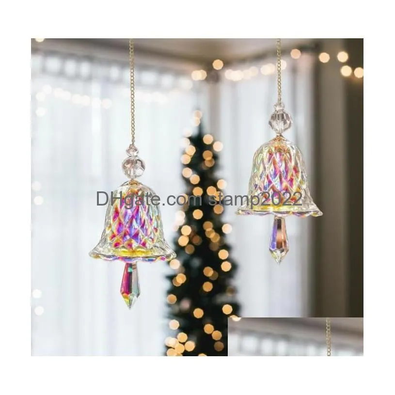 crystal rainbow maker indoor window prism bell wind chimes christmas tree hanging pendant ornaments garden decorations