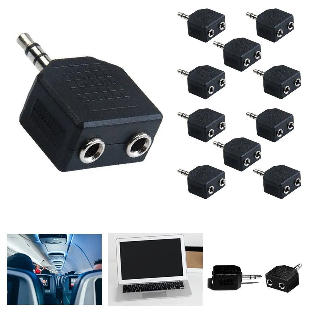 Audio Headphone Splitter 3.5mm 1 Male to 2 Female Adapter For Earphone Headset Converting Connector aux Splitters