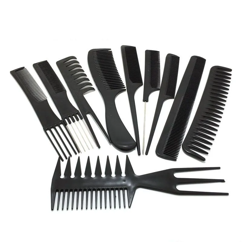 10 years store 10pcs Set Professional Hair Brush Comb Salon Barber Antistatic Hair Combs Hairbrush Hairdressing Combs Hair Care