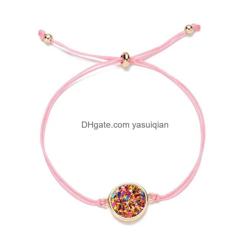 Charm Bracelets Fashion Druzy For Women Healing Crystal Stone String Rope Chains Warp Bangle Female Diy Jewelry Gift Drop Delivery Dhx8V