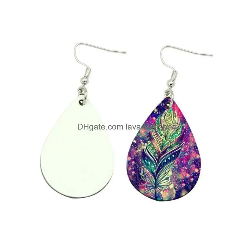 Pendants Sublimation Earrings Double Sided Leather Earring Blanks Creative Gifts Thermal Transfer Leaves Drop Delivery Home Garden Art Dh4Qn