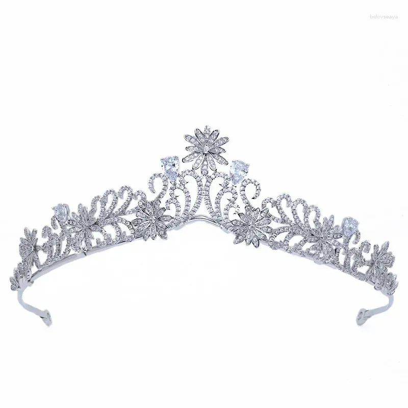 Hair Clips Korean Bridal Wedding Daisy Zircon Crown Headdress Accessories Sweet Princess Accessory