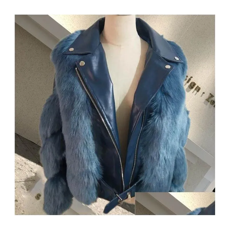 Brand 2020 Luxury Fur Coat Winter Jacket Women Natural Fur Genuine Leather Locomotive Outerwear Streetwear Thick Warm6509285