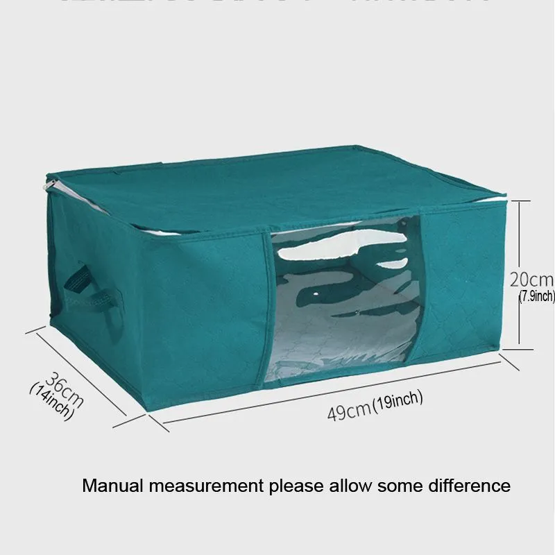 Foldable Non-woven Storage Bags Dustproof Portable Clothes Organizer Box Transparent window Household Quilt Comforter Container Bag