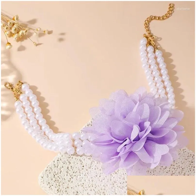 Choker Lace Flower Women`s Necklace Exaggerated Fashion Imitation Pearl Multi-layered Luxury Banquet Clavicle Chain For Femme Jewelry