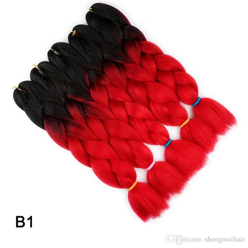 Ombre Xpression Braiding Hair Two Three Tone Jumbo Box Crochet Braid Synthetic Extensions 100 Expression Braids 24 Inch Over 40