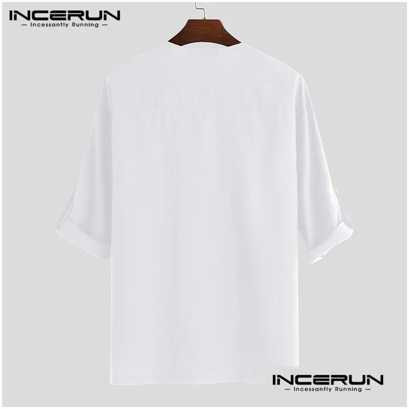 Men`S T-Shirts Incerun Men Tops African Dashiki T Shirts Printed Long Sleeve V Neck Breathable Ethnic Style Casual Clothes Drop Delive Dhhzv
