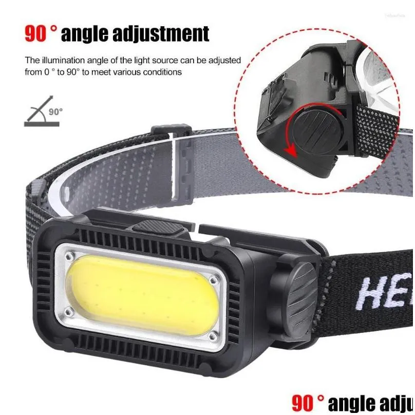 Headlamps Powerful COB LED Headlamp USB Rechargeable Headlight Waterproof Head Lamp For Camping Hiking Fishing Hunting Emergency