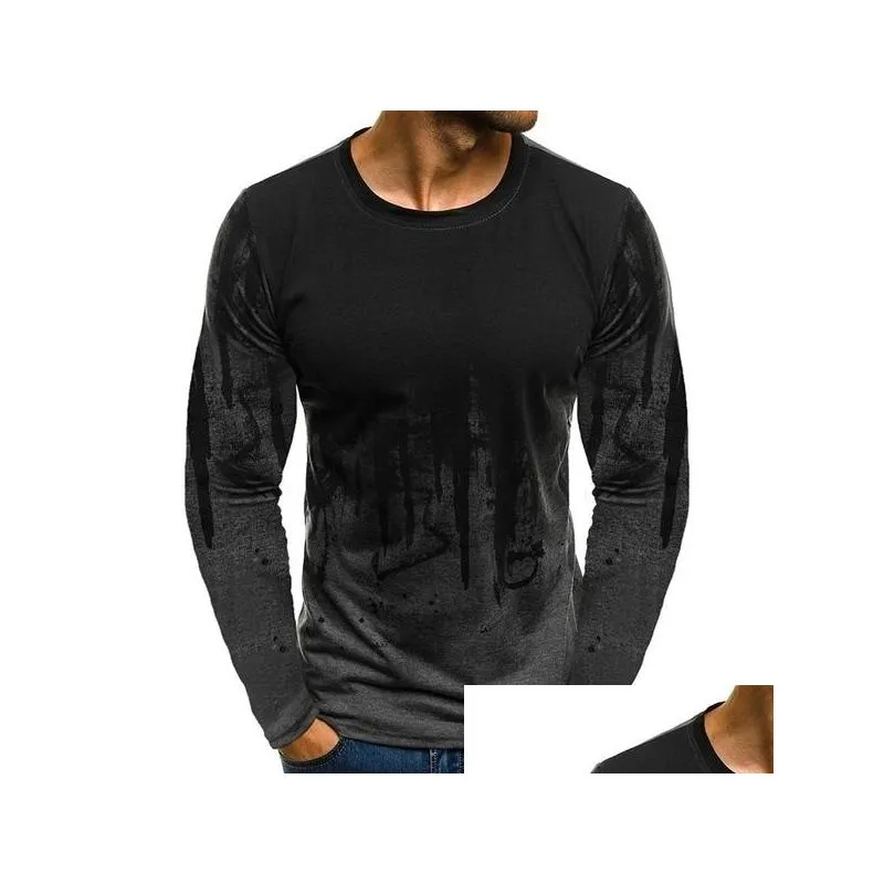 Men`S T-Shirts Mens T Shirts Sport Fitness Camouflage Long Sleeve Printed T-Shirt Loose Casual Crew Neck Drop Delivery Apparel Clothin Dhypc