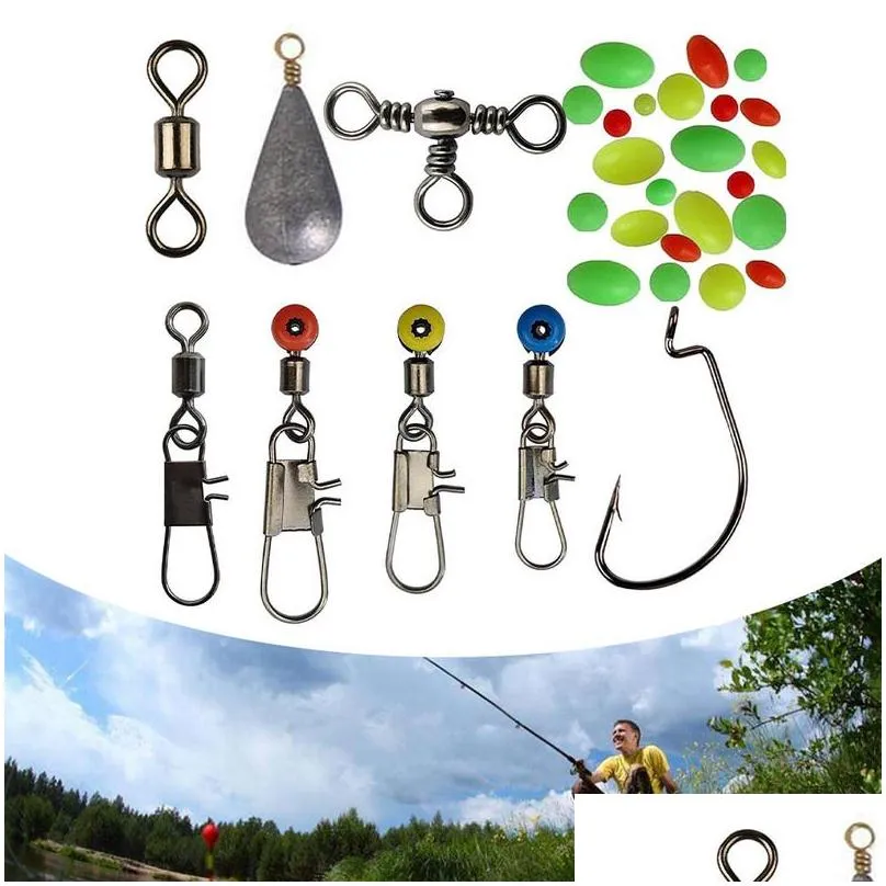 Fishing Accessories 160Pcsset Tackles Set Jig Hooks Beads Sinkers Weight Swivels Snaps Sliders Kit Angling Accessory 220919 Drop Deli Dhas8