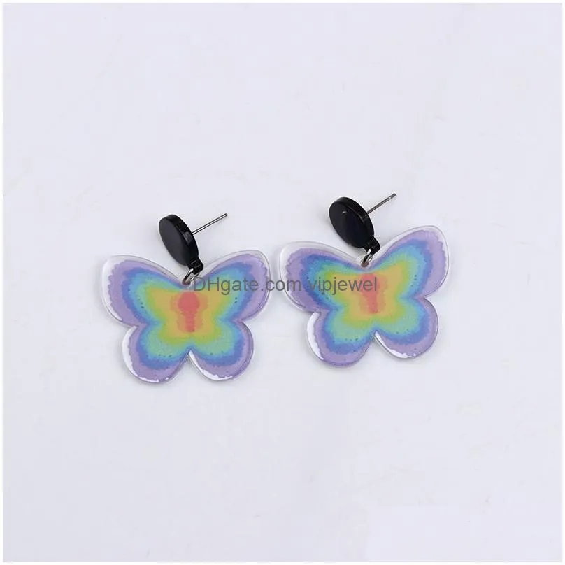 Charm Personality Acrylic Embossed Print Simple Earring Bohemia Vintage Butterfly Flame Earrings Gift Drop Delivery Jewelry Dhsag