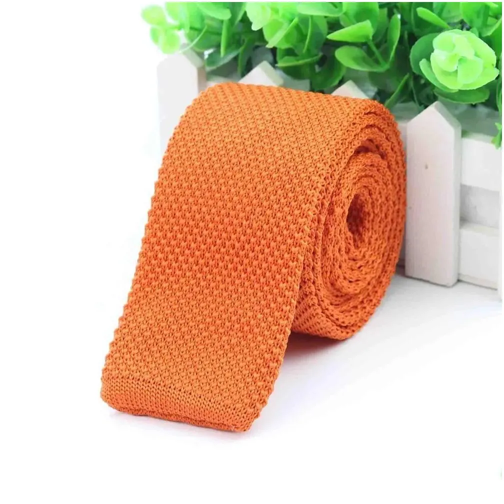 Neck Ties Fashion Mens Colourful Tie Knit Knitted Ties Necktie Solid Color Narrow Slim Skinny Woven Plain Cravate Narrow Neckties