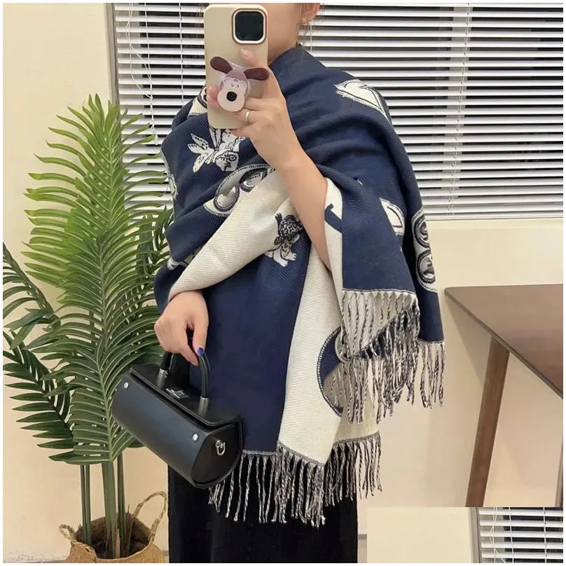Designer Women Cashmere Scarves Full Letter Printed Scarf Soft Touch Warm Wraps With Tags Autumn Winter Long Shawls