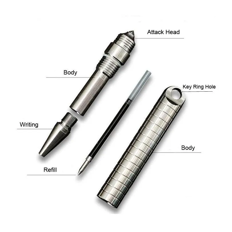 TC4 Titanium Alloy Key chain Tactical Pen Pocket Signature Ballpoint Broken Windows Outdoor Self defense Survival Gear EDC283v