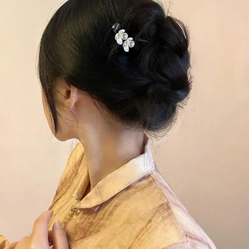 Hair Clips Shining U Chinese Style Flower Wooden Hairpin For Women Fashion Accessory