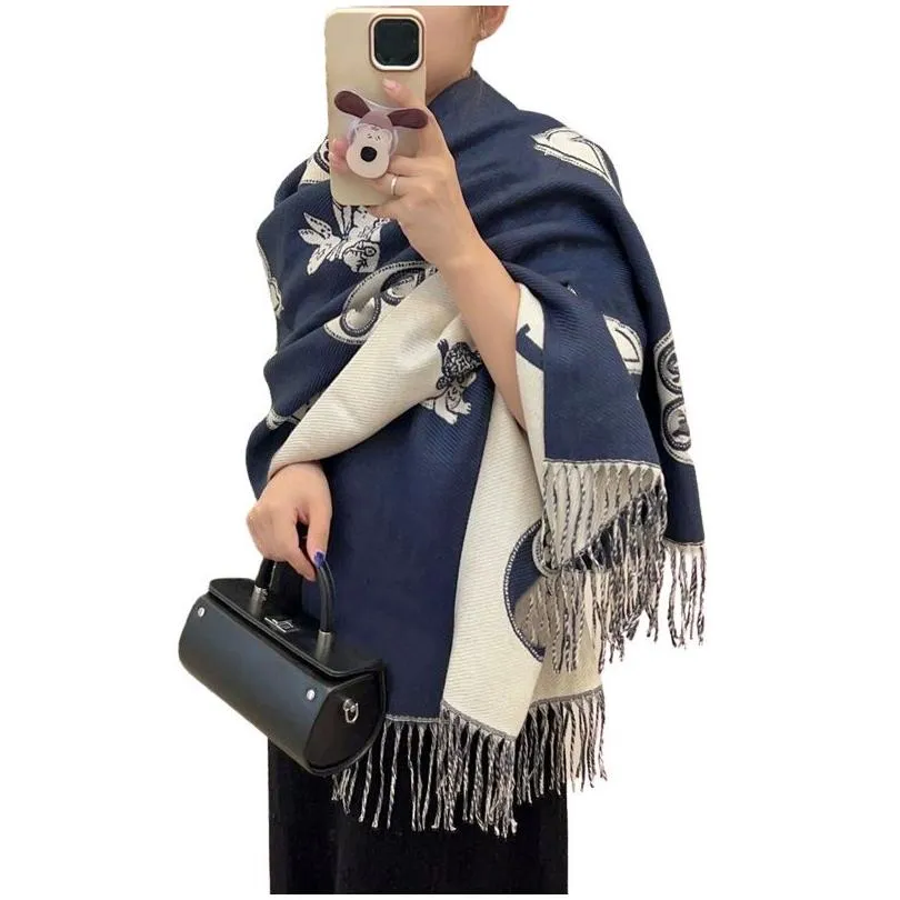 Designer Women Cashmere Scarves Full Letter Printed Scarf Soft Touch Warm Wraps With Tags Autumn Winter Long Shawls