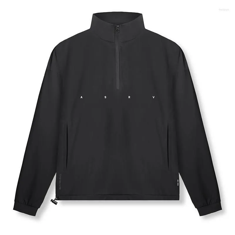 Men`s Hoodies Mens Fashion Outdoor Zippered Collar Waterproof Sweatshirts American Long-sleeved Pocket Pullover Drawcord Casual