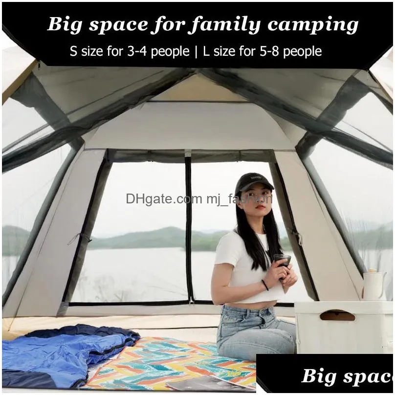 Tents And Shelters 58 Person Outdoor Matic Quick Open Tent Rainfly Waterproof Cam Family Instant Setup With Carring Bag Drop Delivery Dhae5