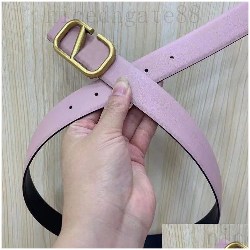Designer belts for men women letter v belt classic solid color 3cm width business simple cintura metal gold plated buckle luxury belt fashion ga07