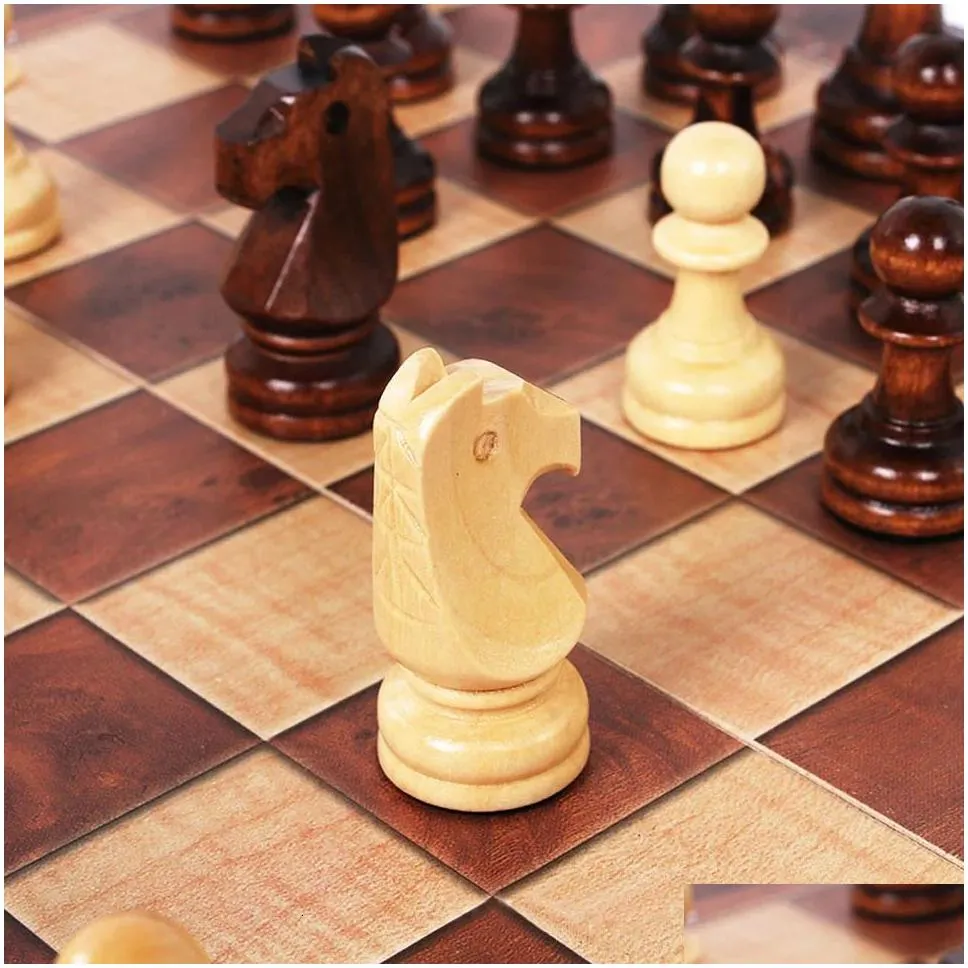 Chess Games 3 In 1 Board Folding Wooden Portable Game For Adtschess Checkers And Backgammon 240111 Drop Delivery Sports Outdoors Leisu Dhejm
