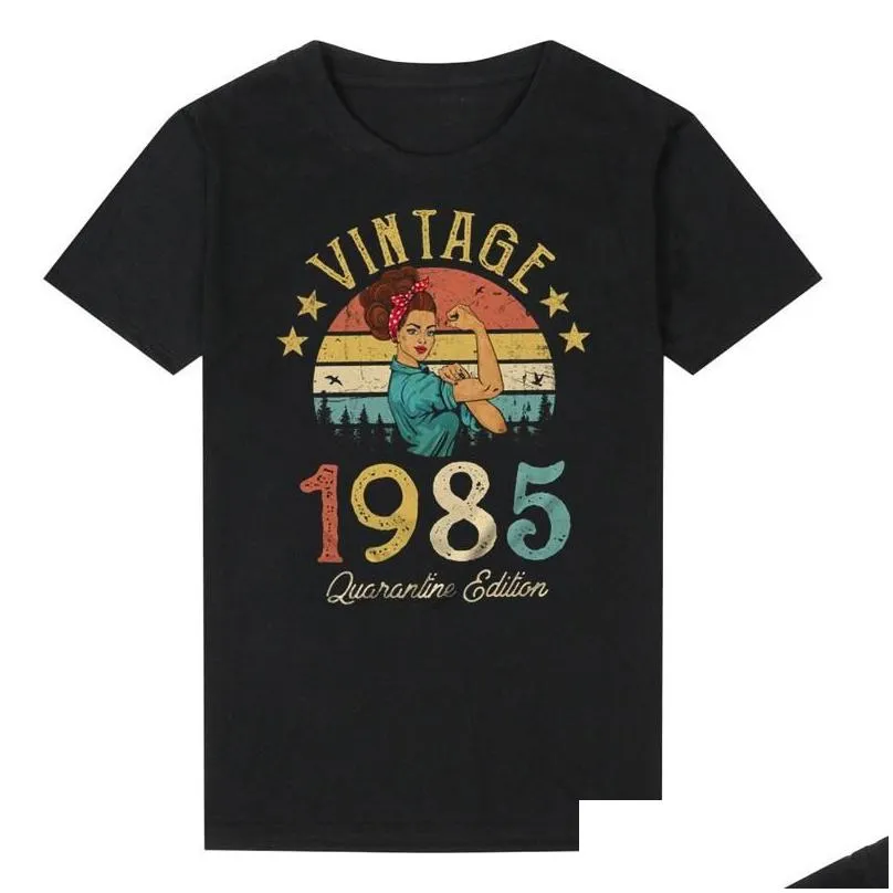 Women039s TShirt Vintage 1985 Limited Edition Retro Womens Funny 36th Birthday O Neck Shirt Fashion Print Casual Short Sleeve 7954597