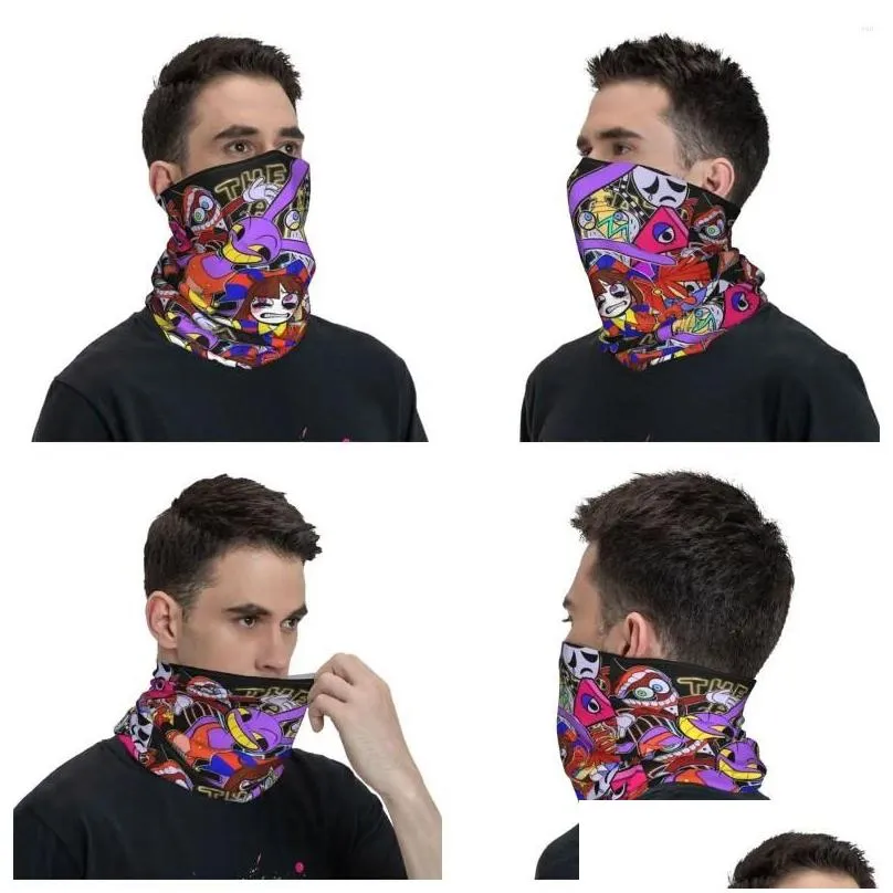 Scarves The Amazing Digital Circus Bandana Neck Gaiter Pomni And Jax Caine Clavas Mask Scarf Mti-Use Cycling Riding Adt Winter Drop Otjkc