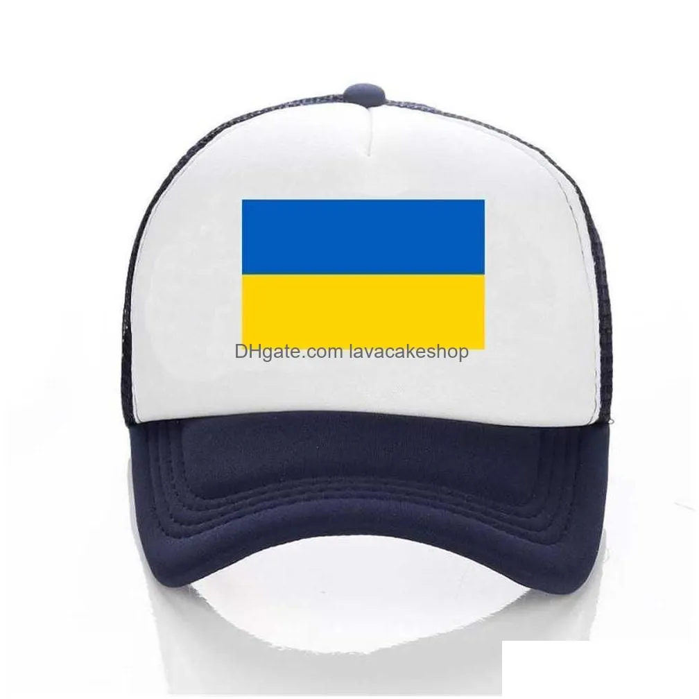 Party Hats 2022 50Pcs/Fast Blue Yellow Ukrainian Flag Adt Kids Toddler Youth Baseball Ball Caps Ukraine Support I Stand With Casual Sp Dhdxc