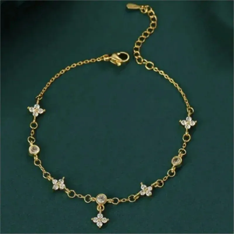 Charm Bracelets 925 Silver Plated Zircon Flower Bracelet&Bangle For Women Elegant Party Wedding Jewelry Gift Pulseras Sl433