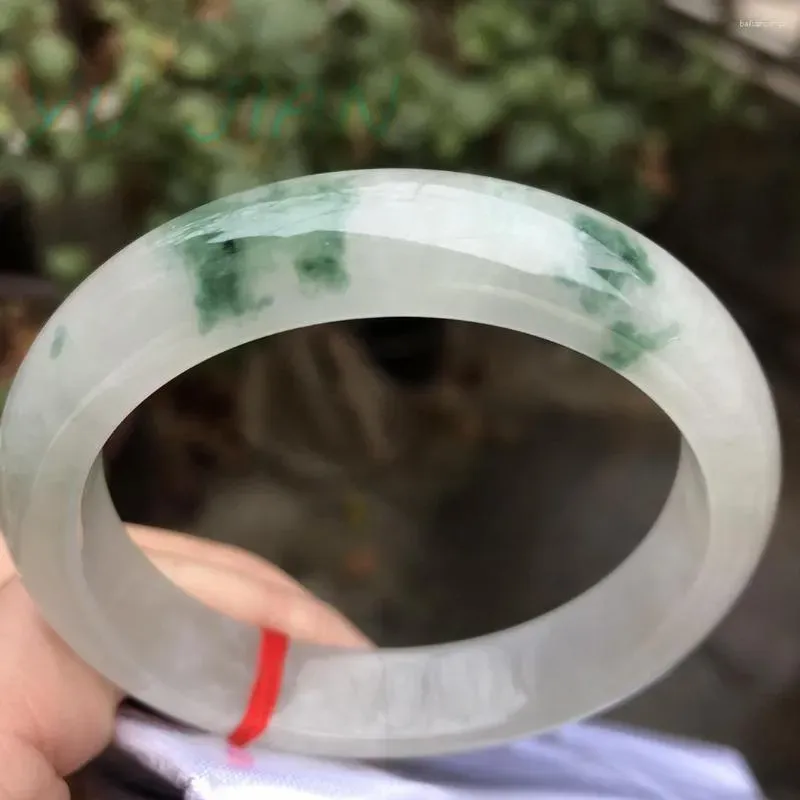 Bangle Real Burma Jade Natural Myanmar High Jadeite Grade A Floating Green Flower Certified Jades Stone Bangles Bracelets