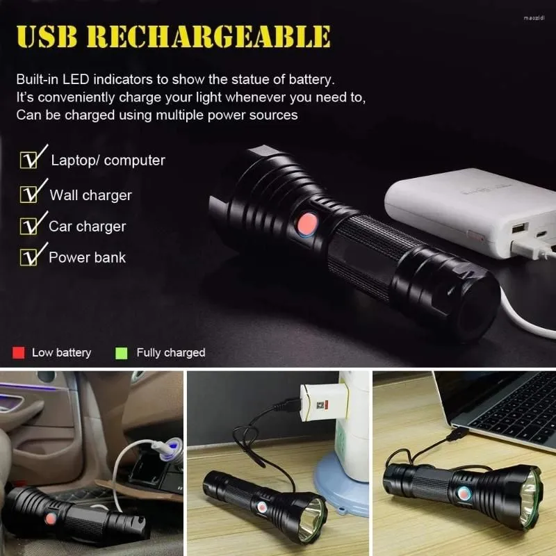 Flashlights Torches 40000 LM Super Powerful LED SST40 Tactical Torch 4 Modes USB Rechargeable Lamp Waterproof Lantern Uses 26650