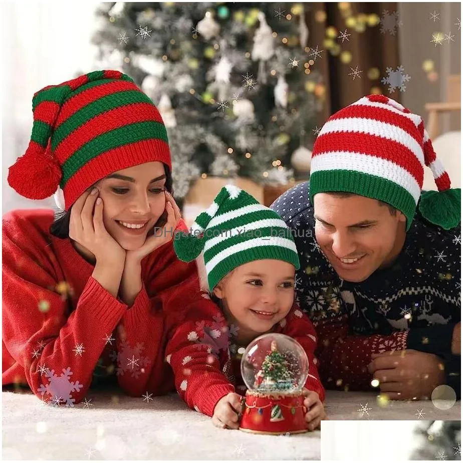 Beanie/Skull Caps Winter Christmas Hat Red Santa Woolen Cap Autumn Warm Cold Protection Hats Fashion Women Party Decoration Outdoor Kn Dhqpe