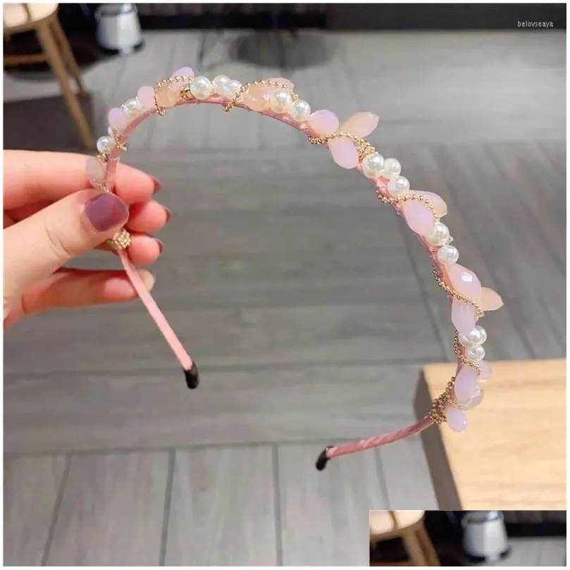 Hair Jewelry South Korea`s Crystal Rhinestone Net Red High-end Hoop Female Headband Hairpin Temperament Simple