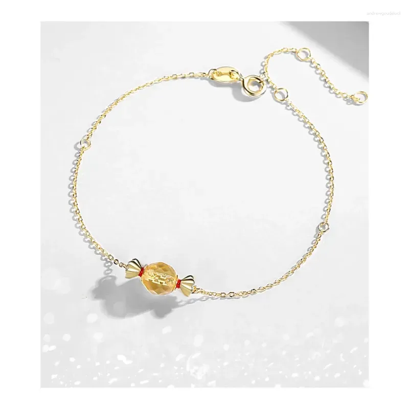 Charm Bracelets Beadsnice Real Sterling Silver Bracelet Strawberry Crystal Natural Citrine Women Lucky Pull Charms Accessories ID
