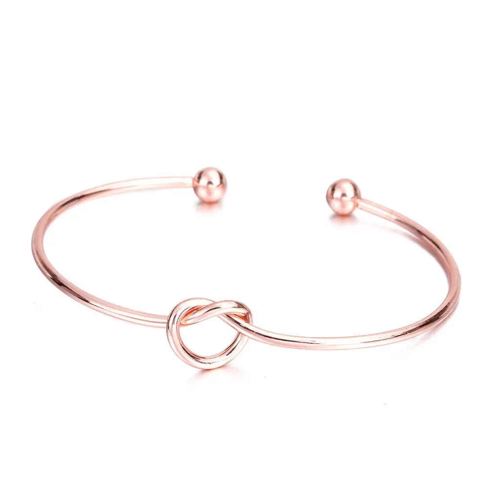 New Knot Bracelet Rose Gold Color Open Cuff Bangles Love Proposal Will You Be My Bridesmaid Good Friend Fashion Jewelry Gift