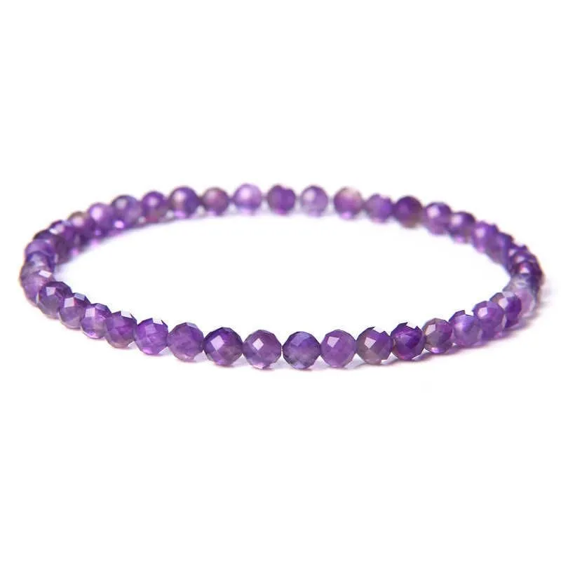 Charm Bracelets Energy Natural Amethyst Bracelet Healing Quartz Purple Crystal Stone Bracelet Women Jewelry Male Bangle Stretch Cure Yoga Relief