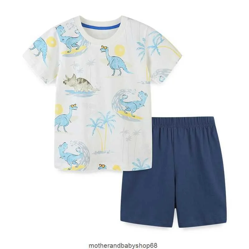 Boy`s Short Sleeve T-shirt Suits Summer Two-piece Knitted Cotton Children