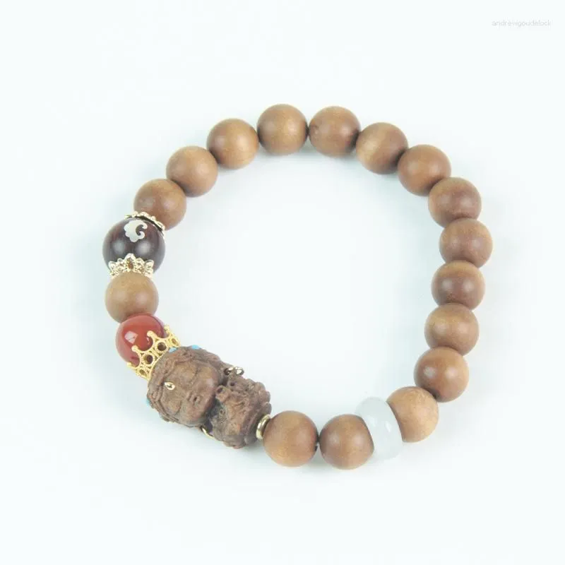 Charm Bracelets Live Streaming Network`s Old Mountain Sandalwood Green Tara Bracelet With Small Leaves Red Wood Inlaid