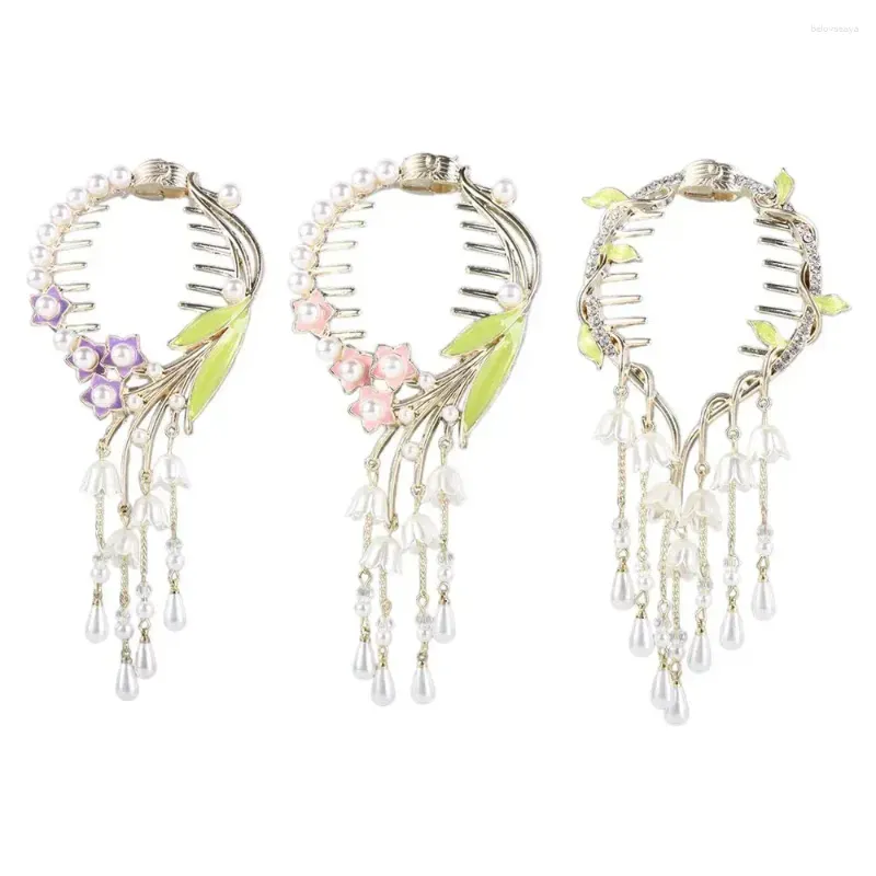 Hair Clips Clip Bun Fixed Small Claw Women Headwear Plate Buckle Korean Style Flower Fixer