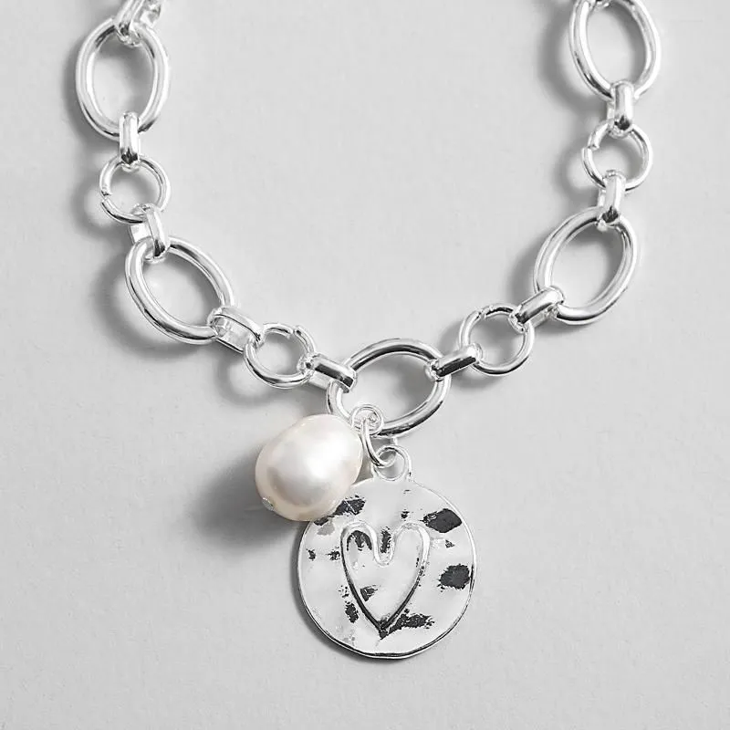 Charm Bracelets ALLYES Hollow Circle Link Chain For Women Trend Round Heart Coin Pearl Pendant Bracelet Punk Elegant Jewelry